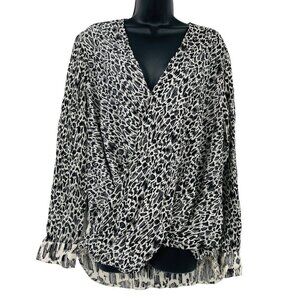Derek Lam Crosby 10 Silk Animal Print Top Faux Wrap Size L/XL‎ Mob Wife